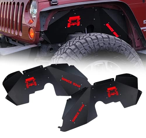 JROAD Inner Fender Front Fender Liners Compatible with Jeep Wrangler JK JKU Aluminum ,with 4 LED Lights for 2007-2018 Wrangler Accessories JK JKU Sport Sahara Rubicon 2/4 Doors