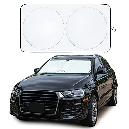 EcoNour Car Windshield Sun Shade with Storage Pouch | Durable 240T Material Car Sun Visor for UV Rays and Sun Heat Protection | Car Interior Accessories for Sun Heat | Classic (59 inches x 29 inches)