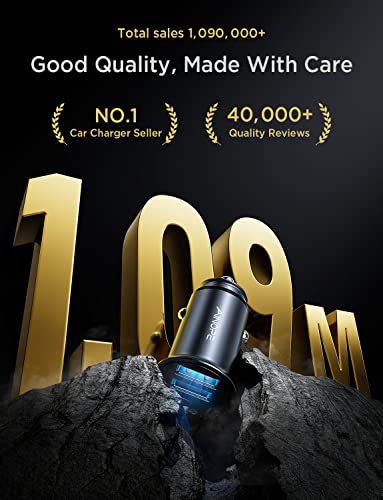 Car Charger, AINOPE Smallest 4.8A All Metal USB Car Charger Fast Charge Car Charger Adapter Flush Fit Compatible with iPhone 13/12/11 pro/XR/x/7/6s, iPad Air 2/Mini 3, Samsung Note 9/S10/S9/S8-Black