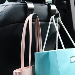 Amooca Car Seat Headrest Hook 4 Pack Hanger Storage Organizer Universal for Handbag Purse Coat fit Universal Vehicle Car Black S Type