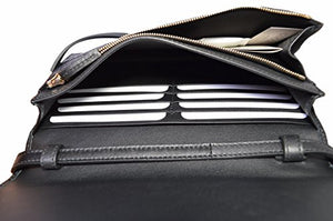 Gucci Women's Leather Micro GG Guccissima Mini Crossbody Wallet Bag Purse (Black)
