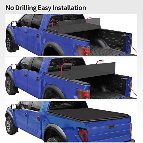 oEdRo Soft Tri-fold Truck Bed Tonneau Cover Compatible with 2016-2022 Toyota Tacoma with 5ft Bed, Fleetside with Track Rail System(Excl. Trail)