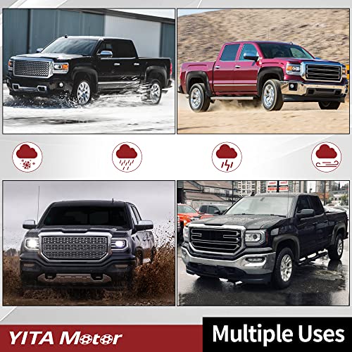 YITAMOTOR Fender Flares Kit Compatible with 2007-2013 GMC Sierra 1500 6.5' & 8' Bed (NOT for Short Bed), Textured Matte Black Finish Pocket Rivet Style