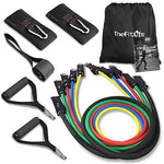 TheFitLife Exercise Resistance Bands with Handles - 5 Fitness Workout Bands Stackable up to 110 / 150 lbs, Training Tubes with Large Handles, Ankle Straps, Door Anchor Attachment, Carry Bag (110 LBS)
