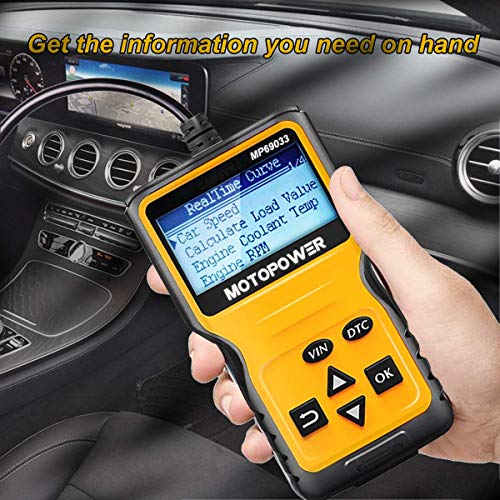 MOTOPOWER MP69033 Car OBD2 Scanner Code Reader Engine Fault Code Reader Scanner CAN Diagnostic Scan Tool for All OBD II Protocol Cars Since 1996, Yellow