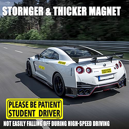BOKA Student Driver Magnet for Car, 3 Pcs High Reflective Vehicle Bumper Magnet Safety Sign, Stronger Magnetic Bumper Sticker for New Driver Novice in Yellow, Easy to Notice (Upgraded of Large Font)