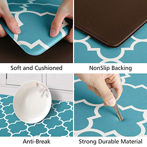 KMAT Kitchen Mat [2 PCS] Cushioned Anti-Fatigue Kitchen Rug, Waterproof Non-Slip Kitchen Mats and Rugs Heavy Duty PVC Ergonomic Comfort Standing Foam Mat for Kitchen, Floor Home, Office, Sink, Laundry