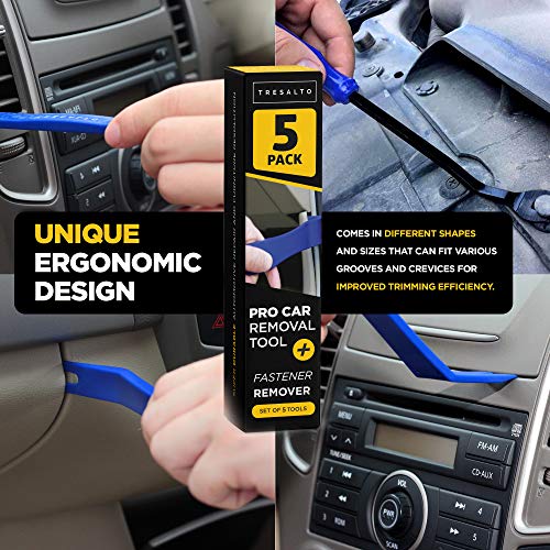 Tresalto Auto Trim Removal Tool Set (No Scratch Plastic Pry Tool Kit) - Auto Trim Tool Kit Car Tools, Easy Door Panel Removal Tool, Fastener Removal, Clip, Molding, Dashboards, Interior Trim Tools