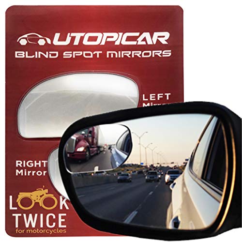 Blind Spot Mirrors Unique design Car Door mirrors | Mirror for blind side engineered by Utopicar for larger image and traffic safety. Awesome rear view! [frameless design] (2 pack)