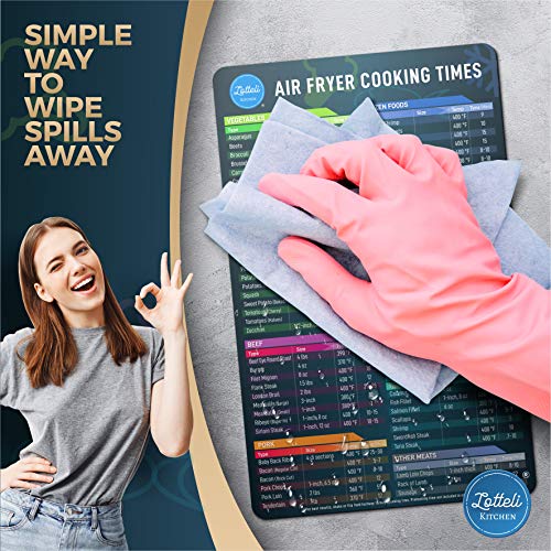 Air Fryer Magnetic Cheat Sheet Set, Air Fryer Accessories Cook Times, Airfryer Accessory Magnet Sheet Quick Reference Guide for Cooking and Frying (Black)