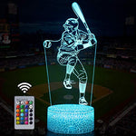 Baseball Man 3D Lamp Night Light with Remote & Touch Control,Multiple Colour & Flashing Modes&Brightness Adjusted,USB & Batteries Powered,Best Gifts for Sport Lovers Boys girls Kids (Baseball Man-1)