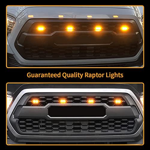 AUXLIGHT Car Accessories, 4PCS LED Front Grille Raptor Lights with Fuse & Wiring Harness, Compatible with 2016 2017 2018 2019 Toyotaa Tacoma TRD Pro (Amber)