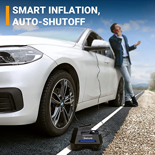 AstroAI Air Compressor Tire Inflator Portable Air Pump for Car Tires 12V DC Auto Tire Pump with Digital Pressure Gauge, 100PSI with Emergency LED Light for Car, Bicycle, Balloons and Other Inflatables