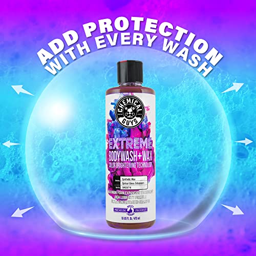 Chemical Guys CWS20716 Extreme Bodywash & Wax Foaming Car Wash Soap, (Works with Foam Cannons, Foam Guns or Bucket Washes) Safe for Cars, Trucks, Motorcycles, RVs & More, 16 fl oz, Grape Scent