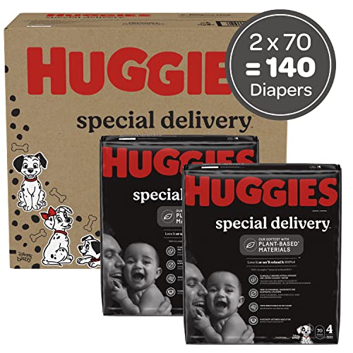 Hypoallergenic Baby Diapers, Huggies Special Delivery, Softest Diaper, Safe for Sensitive Skin, Size 4 (140 Count) - Packaging May Vary