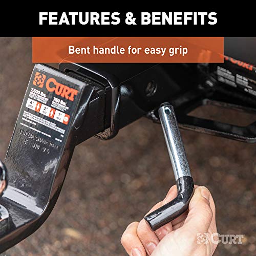 CURT 21510 Trailer Hitch Pin & Clip with Vinyl-Coated Grip, 5/8-Inch Diameter, Fits 2-Inch Receiver