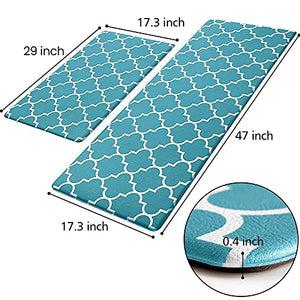 KMAT Kitchen Mat [2 PCS] Cushioned Anti-Fatigue Kitchen Rug, Waterproof Non-Slip Kitchen Mats and Rugs Heavy Duty PVC Ergonomic Comfort Standing Foam Mat for Kitchen, Floor Home, Office, Sink, Laundry