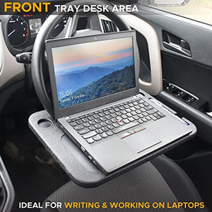 EcoNour 2 in 1 Car Steering Wheel Tray | Car Lap Desk for Convenient Working | Food Tray with Sturdy ABS Material | Interior Accessories for Truck Drivers | Lightweight Travel Desk with Easy Storage