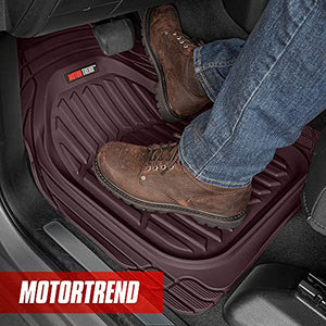 Motor Trend 923-BD Burgundy FlexTough Contour Liners-Deep Dish Heavy Duty Rubber Floor Mats for Car SUV Truck & Van-All Weather Protection Trim to Fit Most Vehicles