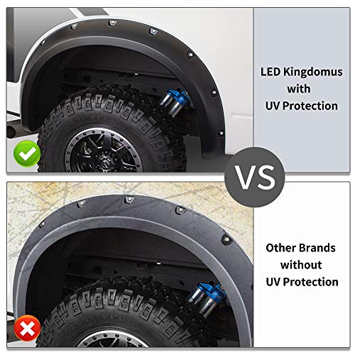 LEDKINGDOMUS Fender Flares Kit Compatible for 2004-2008 Ford F150 Styleside, 2006-2008 Lincoln Mark LT, Dura-Flex Material Textured Matte Black Finish Front Rear Wheels Pocket Rivet Style