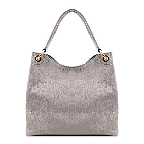 Prada Women's Vitello Daino Grey Leather Satchel Bag Handbag 1BC051