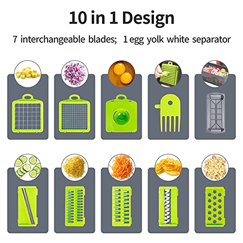 T-GOGO Pro Vegetable Chopper:10-in-1 Mandoline Slicer,Onion Chopper Slicer Dicer,Egg Separator Slicer,Vegetable Chopper Cutter Slicer,Pro Food Chopper Cutter Dicer Slicer with Container for Kitchen