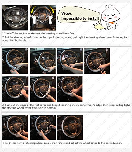 New Diamond Leather Steering Wheel Cover with Bling Bling Crystal Rhinestones, Universal Fit 15 Inch Car Wheel Protector for Women Girls,Black