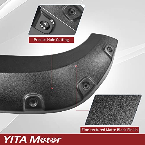 YITAMOTOR Fender Flares Kit Compatible with 2007-2013 GMC Sierra 1500 6.5' & 8' Bed (NOT for Short Bed), Textured Matte Black Finish Pocket Rivet Style