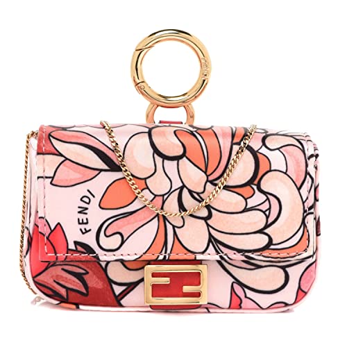 Fendi Baguette Pink Satin Floral Nano Bag Charm Crossbody 7AR844