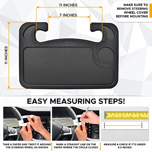 EcoNour 2 in 1 Car Steering Wheel Tray | Car Lap Desk for Convenient Working | Food Tray with Sturdy ABS Material | Interior Accessories for Truck Drivers | Lightweight Travel Desk with Easy Storage
