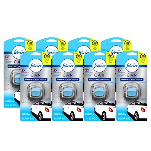 Febreze Car Air Fresheners, Heavy Duty Crisp Clean, Odor Eliminator for Strong Odors Car Vent Clips (8 Count)