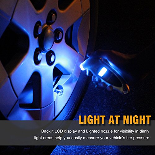 AstroAI Digital Tire Pressure Gauge 150 PSI 4 Settings for Car Truck Bicycle with Backlit LCD and Non-Slip Grip, Blue