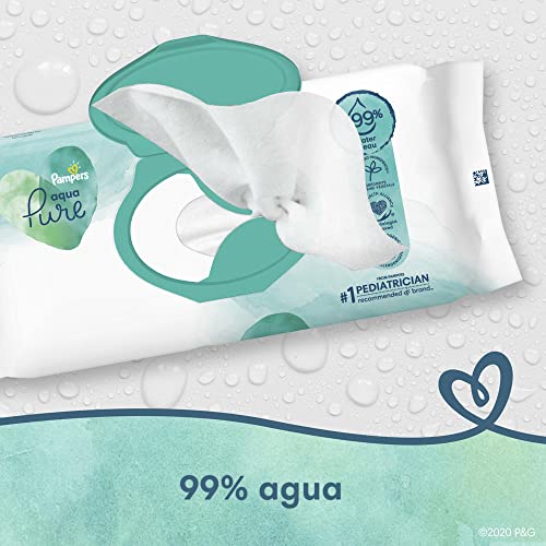 Baby Wipes, Pampers Aqua Pure Sensitive Water Baby Diaper Wipes, Hypoallergenic and Unscented, 6X Pop-Top Travel Packs, 336 Count (Packaging May Vary)