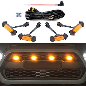 AUXLIGHT Car Accessories, 4PCS LED Front Grille Raptor Lights with Fuse & Wiring Harness, Compatible with 2016 2017 2018 2019 Toyotaa Tacoma TRD Pro (Amber)