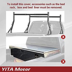 YITAMOTOR Soft Tri Fold Truck Bed Tonneau Cover Compatible with 2016-2022 Toyota Tacoma(Excl. Trail Edition, Fleetside 6 ft Bed with Deck Rail System