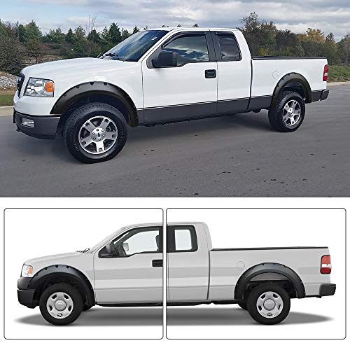 LEDKINGDOMUS Fender Flares Kit Compatible for 2004-2008 Ford F150 Styleside, 2006-2008 Lincoln Mark LT, Dura-Flex Material Textured Matte Black Finish Front Rear Wheels Pocket Rivet Style