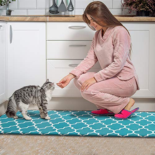 KMAT Kitchen Mat [2 PCS] Cushioned Anti-Fatigue Kitchen Rug, Waterproof Non-Slip Kitchen Mats and Rugs Heavy Duty PVC Ergonomic Comfort Standing Foam Mat for Kitchen, Floor Home, Office, Sink, Laundry