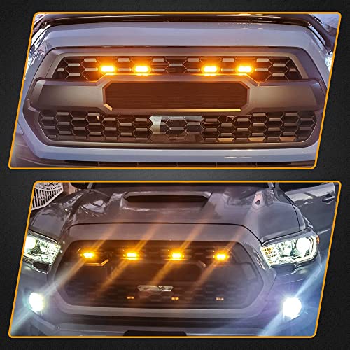 AUXLIGHT Car Accessories, 4PCS LED Front Grille Raptor Lights with Fuse & Wiring Harness, Compatible with 2016 2017 2018 2019 Toyotaa Tacoma TRD Pro (Amber)