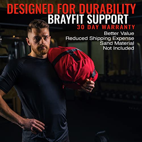 BRAYFIT Sandbags for Strength Training - Cross Training Weight Workout Equipment for Home Gym - Adjustable Fitness Gear Including Exercise Mobile App, Double Stitched Premium Strap Reinforcement