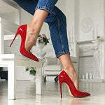 Elisabet Tang Women Pumps, Pointed Toe High Heel 4.7 inch/12cm Party Stiletto Heels Shoes Red 7