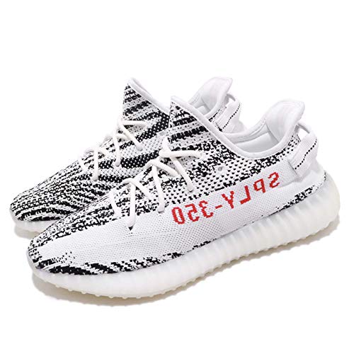 adidas Men's Yeezy Boost 350 V2, White/CORE Black/RED, 9.5 M US