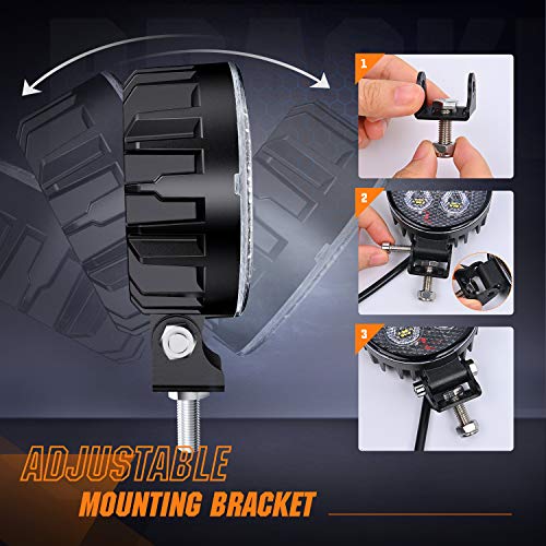 Nilight 2PCS 3Inch Led Pods Round 1500LM Built-in EMC Work Light 90° Flood Beam Angle for Offroad Lights Side Light Rear Back-Up Light for Tractor Truck Motorcycle Boat ATV UTV, 5 Years Warranty