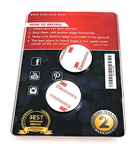 Blind Spot Mirrors Unique design Car Door mirrors | Mirror for blind side engineered by Utopicar for larger image and traffic safety. Awesome rear view! [frameless design] (2 pack)