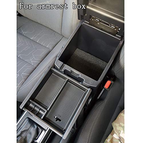 JKCOVER Center Console Accessory Organizer Compatible with Toyota Tacoma 2016 2017 2018 2019 2020 2021 2022, ABS Material Armrest Box Insert Tray (Black Trim)