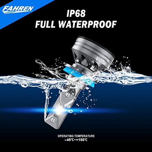Fahren H11/H9/H8 LED Headlight Bulbs, 60W 14000 Lumens Super Bright LED Headlights Conversion Kit 6500K Cool White IP68 Waterproof, Pack of 2