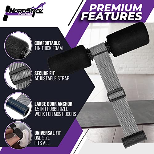 NordStick Nordic Hamstring Curl Strap - Upgraded Stability, Speed, Comfort - PT Pro Created - 10 Second Setup, 300LB Cap - Nordic Curl Ab Home Fitness Equipment - Ab, Spanish Squats, Razor Curl