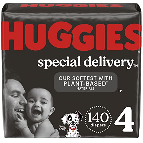 Hypoallergenic Baby Diapers, Huggies Special Delivery, Softest Diaper, Safe for Sensitive Skin, Size 4 (140 Count) - Packaging May Vary