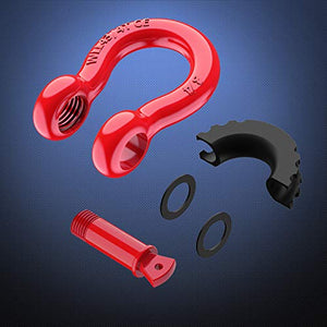 Nilight 2 Pack 3/4" D-Ring Shackle 4.75 Ton (9500 Lbs) Capacity with 7/8" Pin Heavy Duty Off Road Recovery Shackle with Isolators & Washer Kit for Jeep Truck Vehicle, Red (90053B)