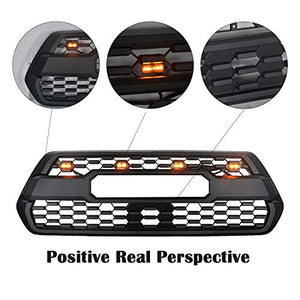Replacement Grill for Tacoma Pro 2016-2021 Front Grill with Grey Letters Lights including Limited SR5 SR Sport Off-Road (Amber Lights)