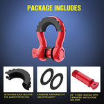 Nilight 2 Pack 3/4" D-Ring Shackle 4.75 Ton (9500 Lbs) Capacity with 7/8" Pin Heavy Duty Off Road Recovery Shackle with Isolators & Washer Kit for Jeep Truck Vehicle, Red (90053B)